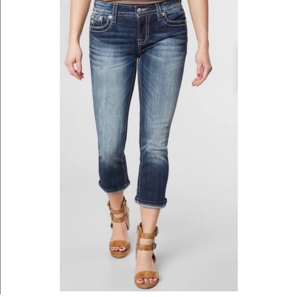 MISS ME Distressed Easy Capri JEANS 28 - Picture 2 of 16